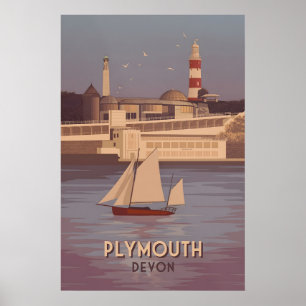 Póster Cartel de viaje a Plymouth Devon