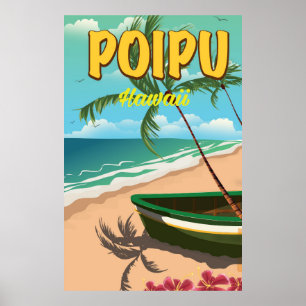 Póster Cartel de viaje a Poipu Hawaii