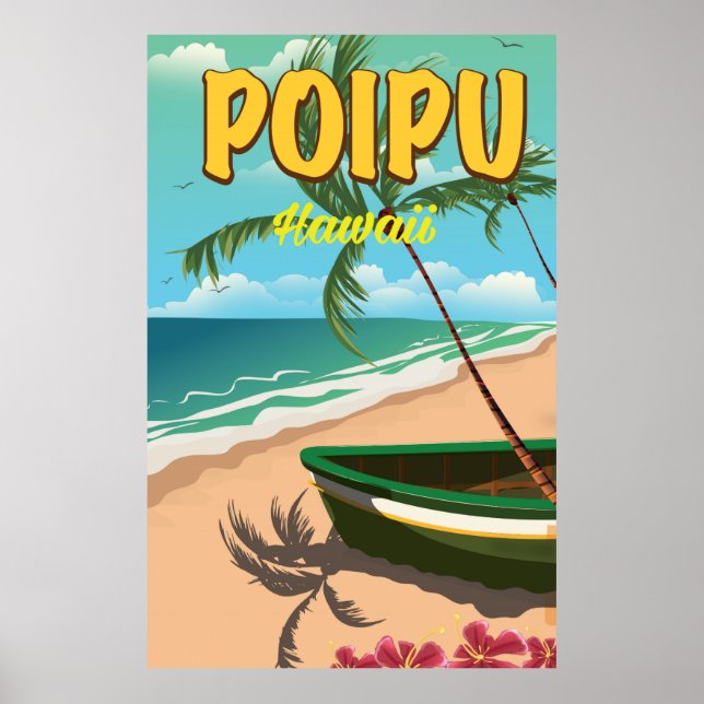 Póster Cartel de viaje a Poipu Hawaii (Frente)