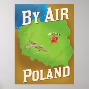 Póster Cartel de viaje a Polonia por aire