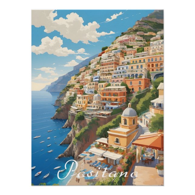Póster Cartel de viaje a Positano Italia (Anverso)