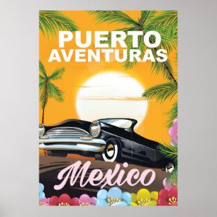 Póster cartel de viaje a Puerto Aventuras México