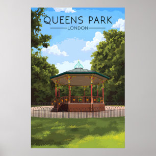 Póster Cartel de viaje a Queens Park Londres