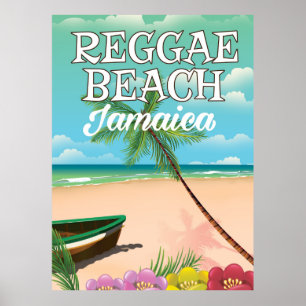 Póster Cartel de viaje a Reggae Beach Jamaica