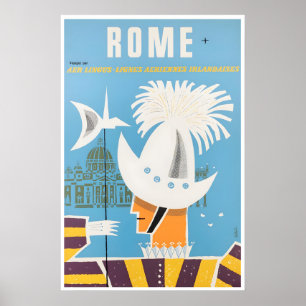 Póster Cartel de viaje a Roma Italia Aer Lingus