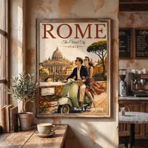 Póster cartel de viaje a roma turismo italia
