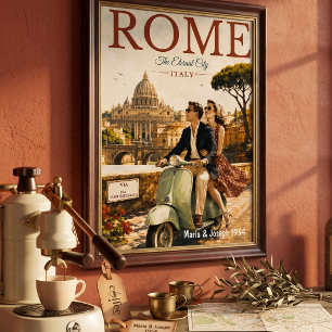 Póster cartel de viaje a roma turismo italia