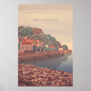 Póster Cartel de viaje a Runswick Bay Yorkshire junto al