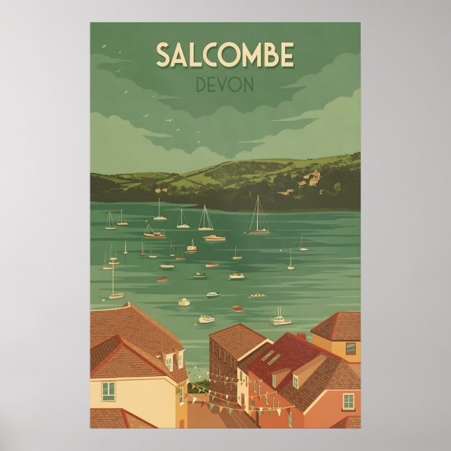 Póster Cartel de viaje a Salcombe Devon (Frente)