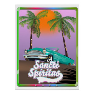 Póster cartel de viaje a Sancti Spiritus Cuba.
