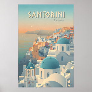 Póster Cartel de viaje a Santorini Grecia