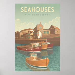Póster Cartel de viaje a Seahouses Northumberland
