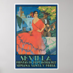 Póster Cartel de viaje a Sevilla España Regalo español Fe
