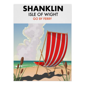 Póster Cartel de viaje a Shanklin Beach isla de wight.