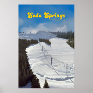 Póster Cartel de viaje a Soda Springs California Ski Reso