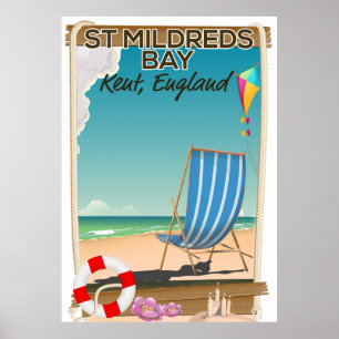 Póster Cartel de viaje a St Mildreds Bay Kent Inglaterra