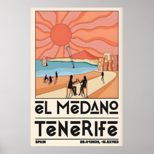 Póster Cartel de viaje a Tenerife Playa El Medano, Sobred