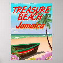 Cartel de viaje a Treasure beach Jamaica