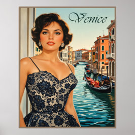 Póster cartel de viaje a Venecia, Italia