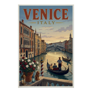 Póster Cartel de viaje a Venecia Italia