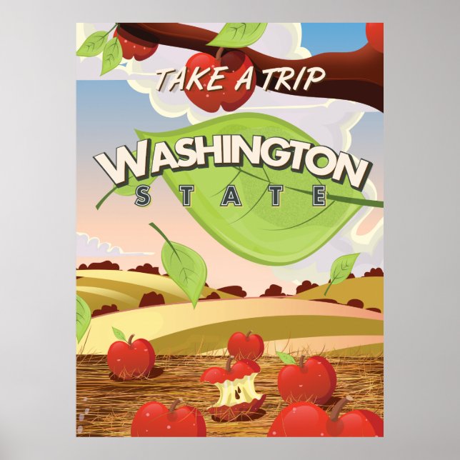 Póster Cartel de viaje a Washington Estado EE. UU. (Frente)