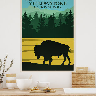 Póster Cartel de viaje a Yellowstone