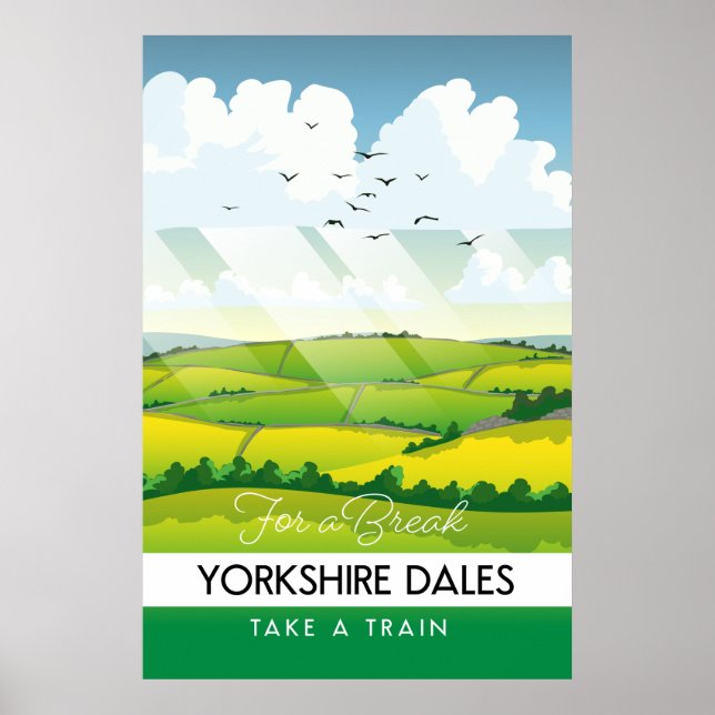 Póster Cartel de viaje a Yorkshire Dales. (Frente)