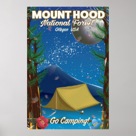 Póster cartel de viaje al Bosque Nacional Monte Hood
