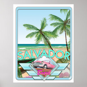 Póster Cartel de viaje al estilo de Salvador Brasil.