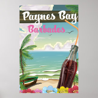 Póster Cartel de viaje al estilo vintage de Paynes Bay Ba