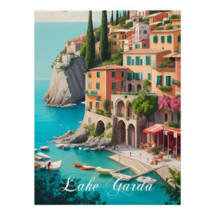 Póster Cartel de viaje al Lago de Garda Italia