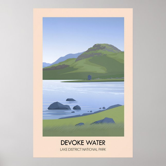 Póster Cartel de viaje al lago Devoke Water en el Distrit (Frente)