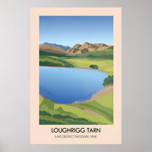 Póster Cartel de viaje al lago Loughrigg Distrito de los 
