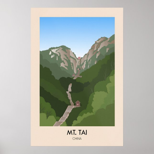 Póster Cartel de viaje al Monte Tai China (Frente)