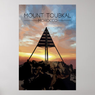Póster Cartel de viaje al Monte Toubkal Marruecos