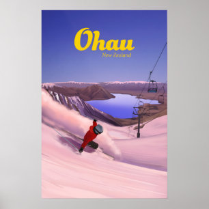 Póster Cartel de viaje al Ohau Ski Resort