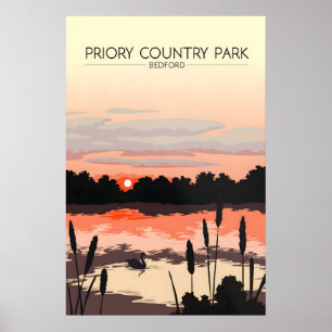 Póster Cartel de viaje al Parque Country Priory Bedford
