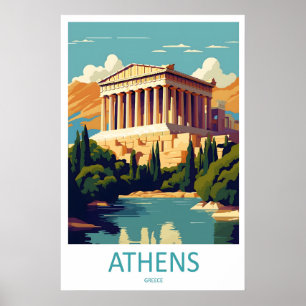 Póster Cartel de viaje al parque de Atenas Vintage de esq