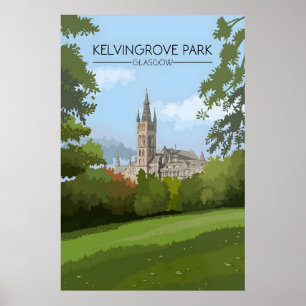 Póster Cartel de viaje al parque Kelvingrove Glasgow
