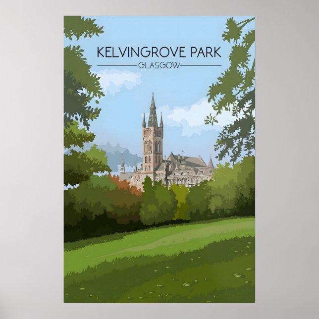 Póster Cartel de viaje al parque Kelvingrove Glasgow (Frente)