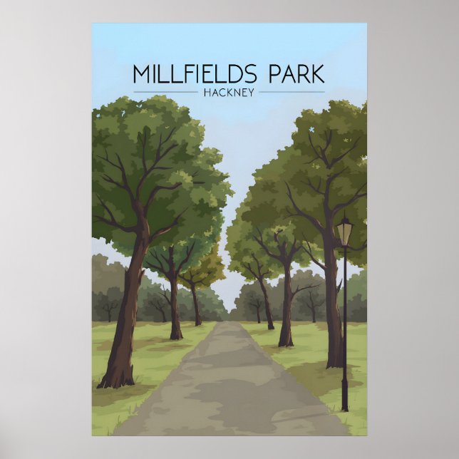 Póster Cartel de viaje al parque Millfields Hackney Londr (Frente)