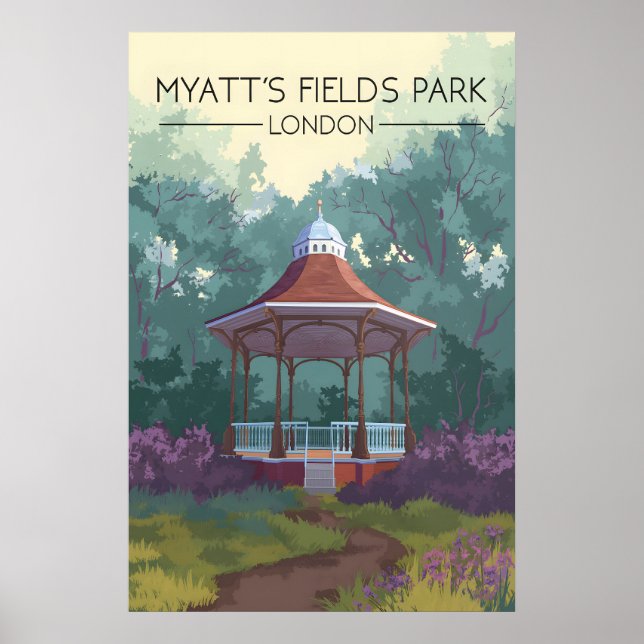 Póster Cartel de viaje al parque Myatts Fields Londres (Frente)