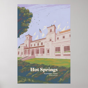 Póster Cartel de viaje al Parque Nacional de Hot Springs