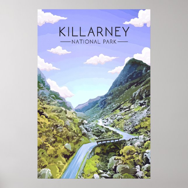 Póster Cartel de viaje al Parque Nacional de Killarney Ir (Frente)