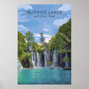 Póster Cartel de viaje al Parque Nacional de los Lagos de
