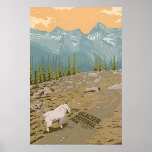 Póster Cartel de viaje al Parque Nacional Glacier Canadá