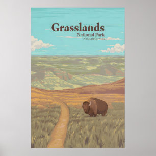 Póster Cartel de viaje al Parque Nacional Grasslands Cana