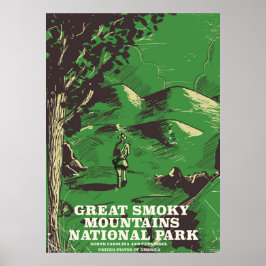 Póster Cartel de viaje al Parque Nacional Great Smoky Mou