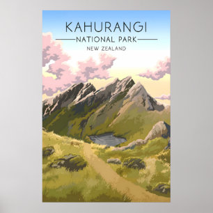 Póster Cartel de viaje al Parque Nacional Kahurangi Nueva