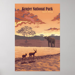 Póster Cartel de viaje al Parque Nacional Kruger Sudáfric